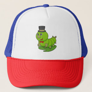 Caterpillar as Gentleman with Cylinder Trucker Hat
