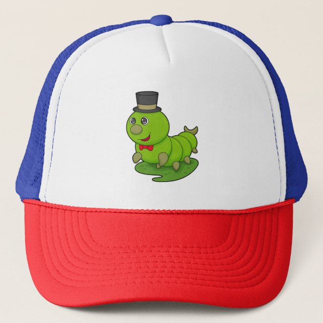 Caterpillar as Gentleman with Cylinder Trucker Hat (Front)