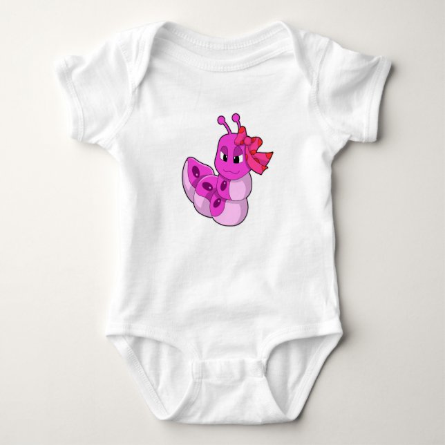 Caterpillar as Girl with Ribbon Baby Bodysuit (Front)