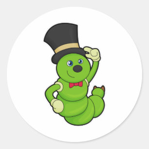 Caterpillar as Groom with Hat Classic Round Sticker