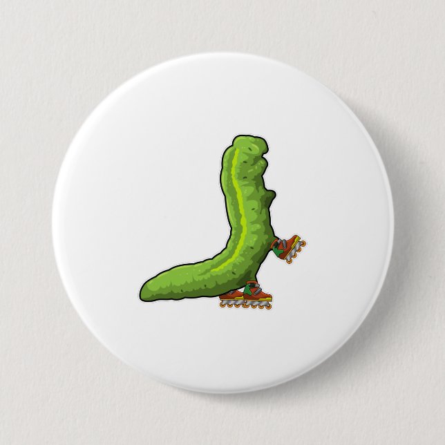 Caterpillar as Inline skater with Inline skates 7.5 Cm Round Badge (Front)