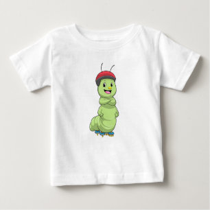 Caterpillar as Inline skater with Roller skates.pn Baby T-Shirt