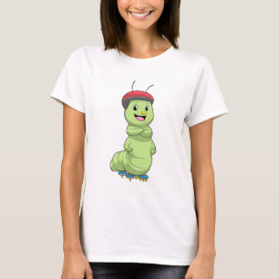 Caterpillar as Inline skater with Roller skates.pn T-Shirt