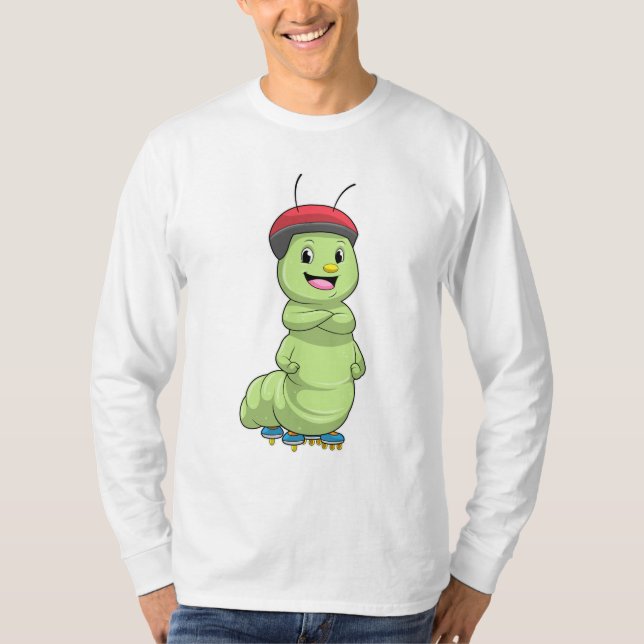 Caterpillar as Inline skater with Roller skates.pn T-Shirt (Front)