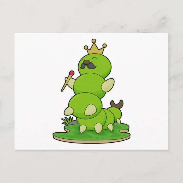 Caterpillar as King with Crown Postcard (Front)