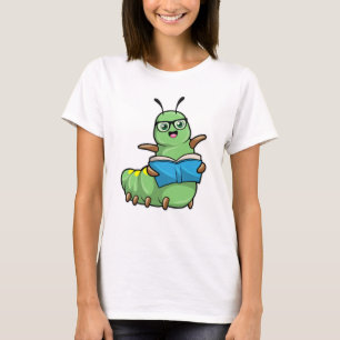 Caterpillar as Nerd with Book & Glasses T-Shirt