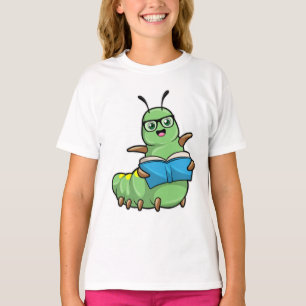 Caterpillar as Nerd with Book & Glasses T-Shirt