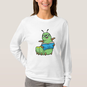 Caterpillar as Nerd with Book & Glasses T-Shirt