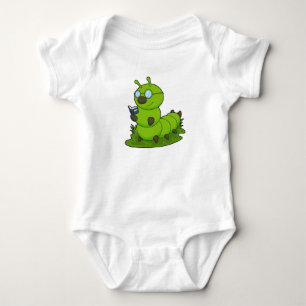 Caterpillar as Nerd with Glasses & Book Baby Bodysuit