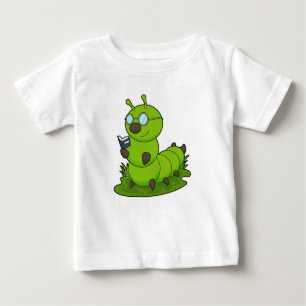 Caterpillar as Nerd with Glasses & Book Baby T-Shirt