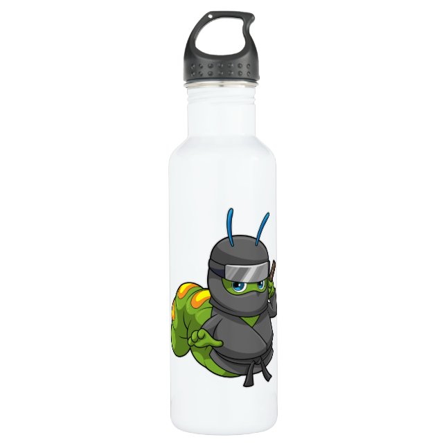 Caterpillar as Ninja with Sword 710 Ml Water Bottle (Front)