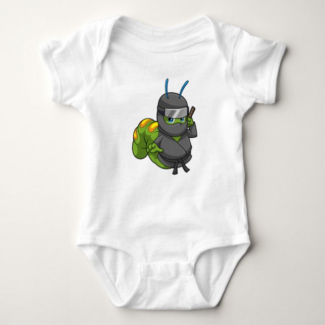 Caterpillar as Ninja with Sword Baby Bodysuit (Front)