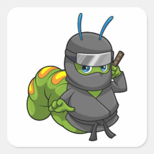 Caterpillar as Ninja with Sword Square Sticker