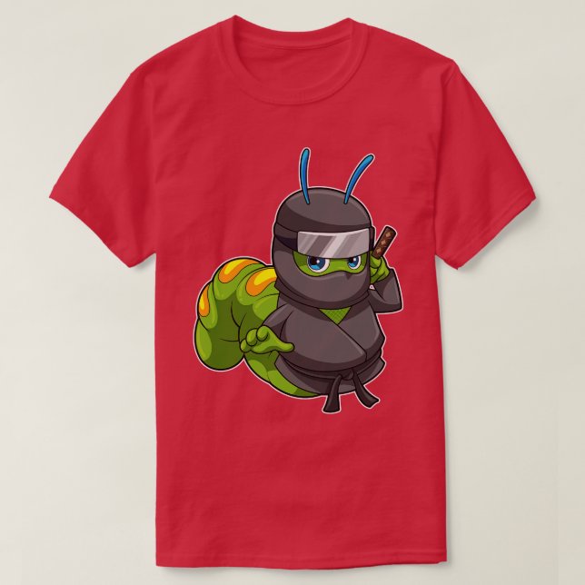 Caterpillar As Ninja With Sword  T-Shirt (Design Front)