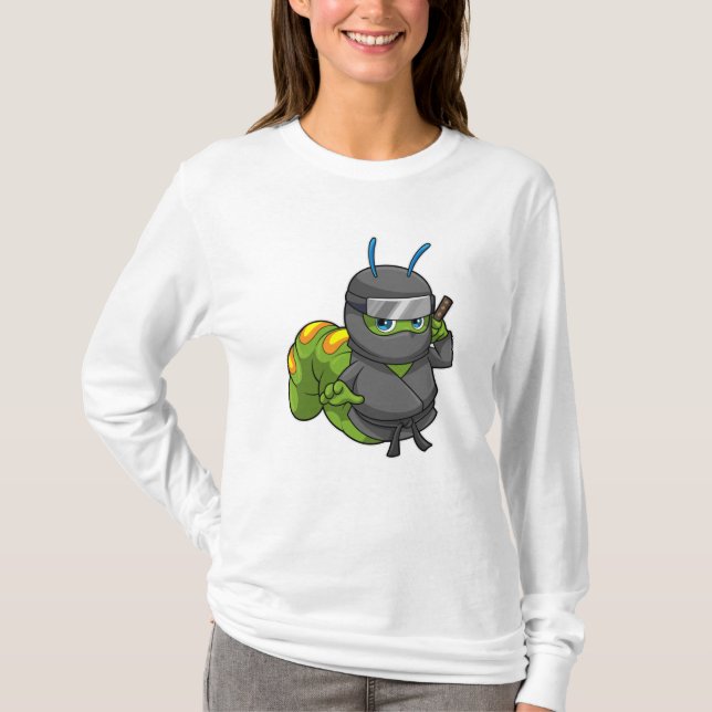 Caterpillar as Ninja with Sword T-Shirt (Front)