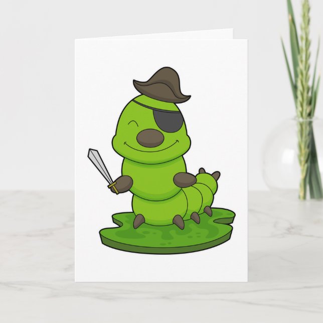 Caterpillar as Pirate with Sword Card (Front)