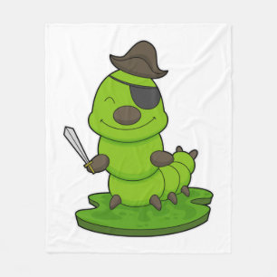 Caterpillar as Pirate with Sword Fleece Blanket