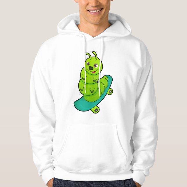 Caterpillar as Skater with Skateboard Hoodie (Front)