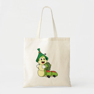 Caterpillar as Student with Backpack Tote Bag