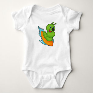 Caterpillar as Surfer with Surfboard Baby Bodysuit