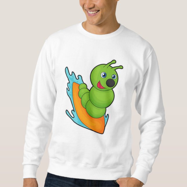 Caterpillar as Surfer with Surfboard Sweatshirt (Front)