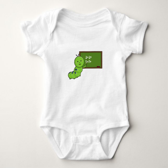 Caterpillar as Teacher with Blackboard Baby Bodysuit (Front)