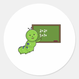 Caterpillar as Teacher with Blackboard Classic Round Sticker