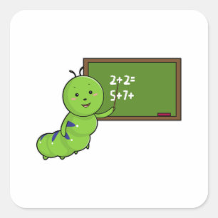 Caterpillar as Teacher with Blackboard Square Sticker