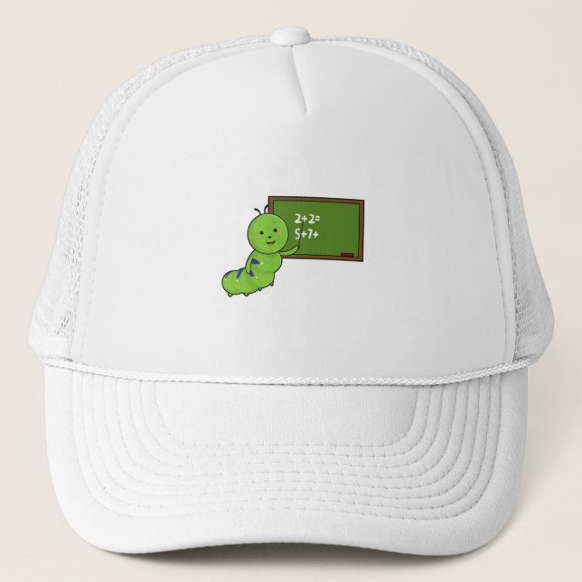 Caterpillar as Teacher with Blackboard Trucker Hat (Front)