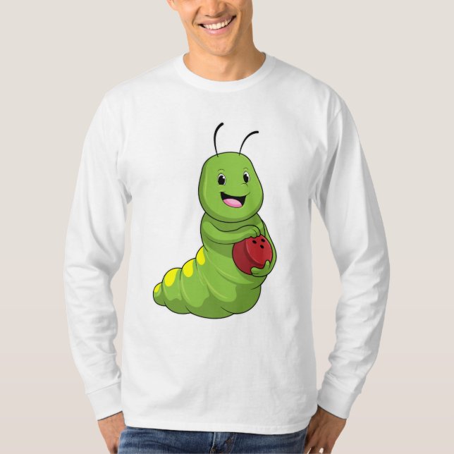 Caterpillar at Bowling with Bowling ball T-Shirt (Front)