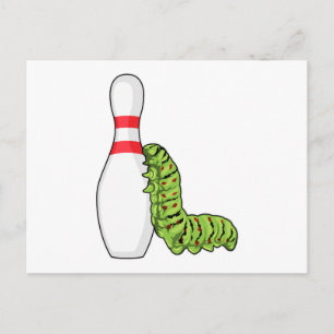 Caterpillar at Bowling with Bowling pin Postcard