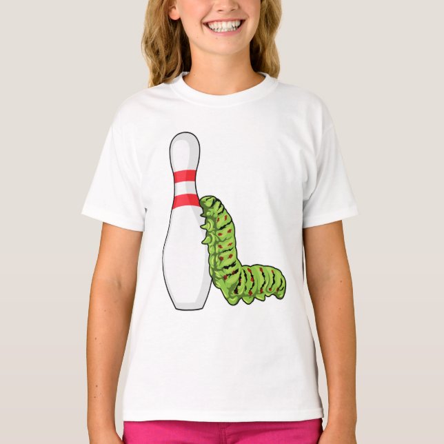 Caterpillar at Bowling with Bowling pin T-Shirt (Front)
