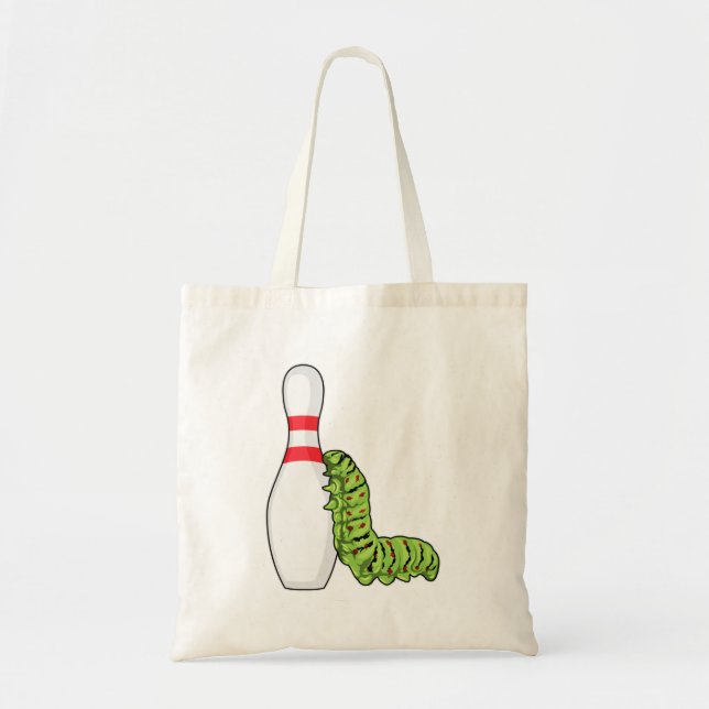 Caterpillar at Bowling with Bowling pin Tote Bag (Front)