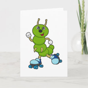 Caterpillar at Inline skating with Roller skates Card