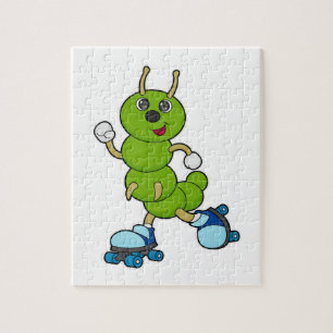 Caterpillar at Inline skating with Roller skates Jigsaw Puzzle