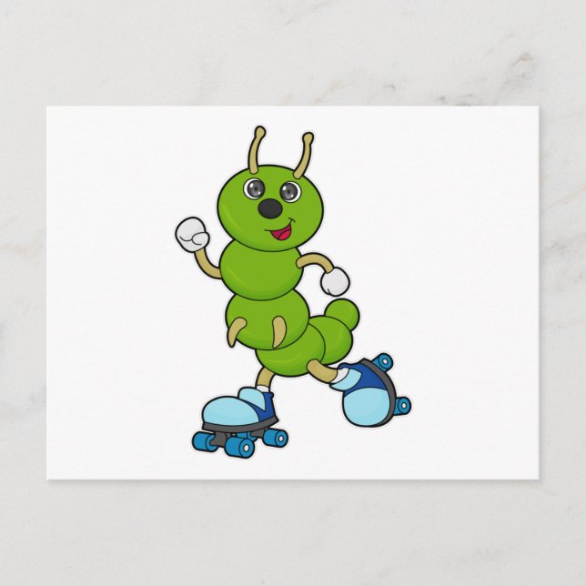 Caterpillar at Inline skating with Roller skates Postcard (Front)