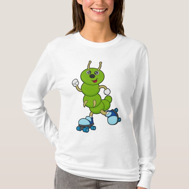 Caterpillar at Inline skating with Roller skates T-Shirt (Front)