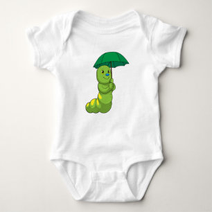 Caterpillar at Raining with Umbrella Baby Bodysuit