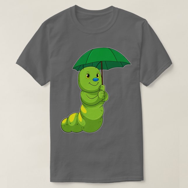 Caterpillar at Raining with Umbrella T-Shirt (Design Front)