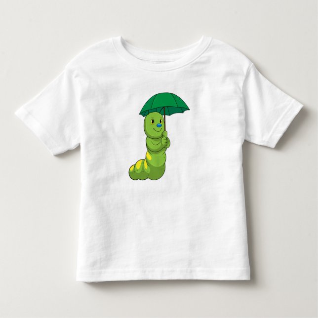 Caterpillar at Raining with Umbrella Toddler T-Shirt (Front)