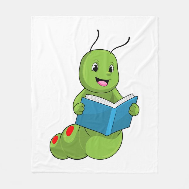 Caterpillar at Reading with Book Fleece Blanket (Front)