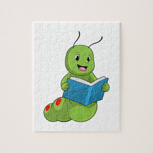 Caterpillar at Reading with Book Jigsaw Puzzle (Vertical)