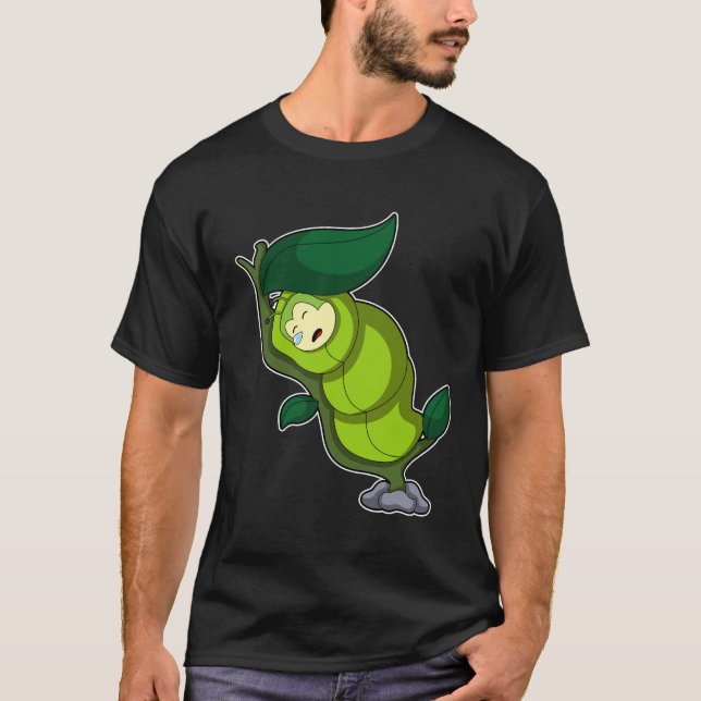 Caterpillar at Sleeping with Leaf T-Shirt (Front)