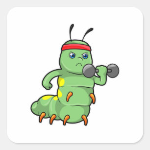 Caterpillar at Strength training with Dumbbell Square Sticker