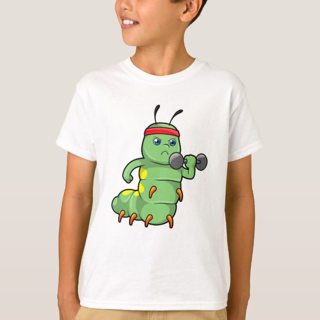 Caterpillar at Strength training with Dumbbell T-Shirt (Front)