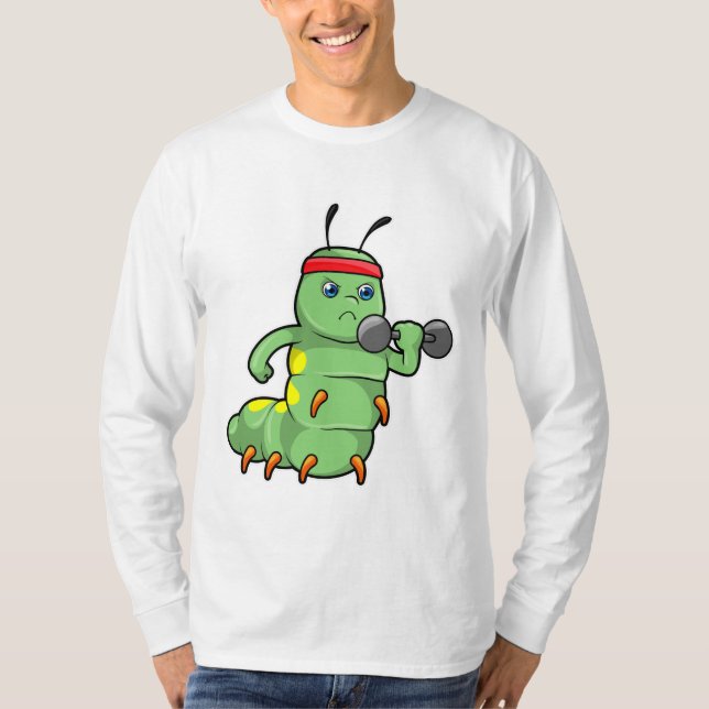 Caterpillar at Strength training with Dumbbell T-Shirt (Front)