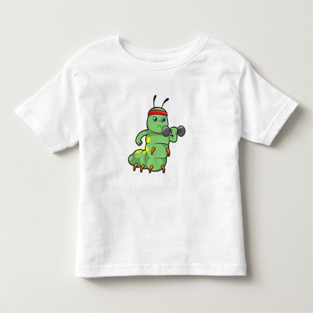 Caterpillar at Strength training with Dumbbell Toddler T-Shirt (Front)