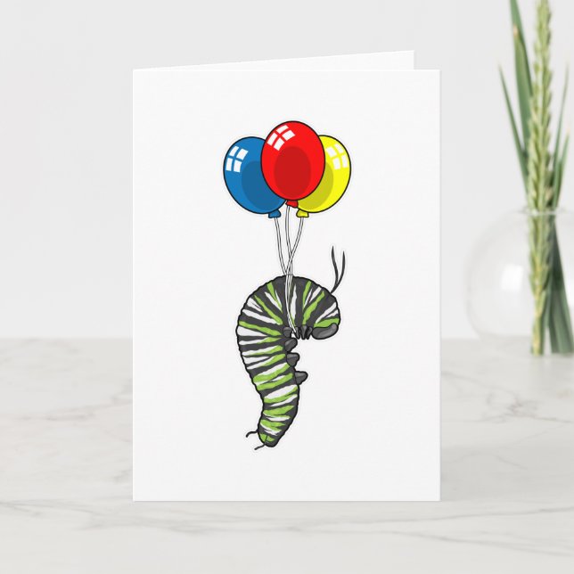 Caterpillar Balloon Card (Front)