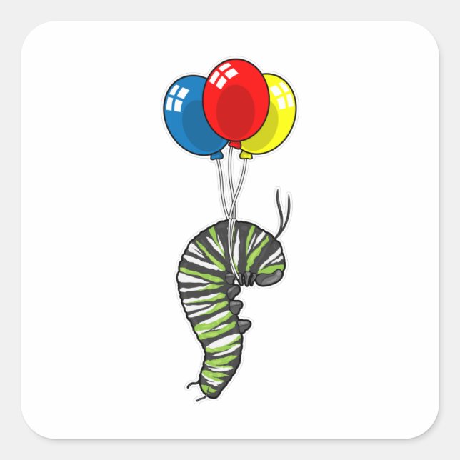 Caterpillar Balloon Square Sticker (Front)