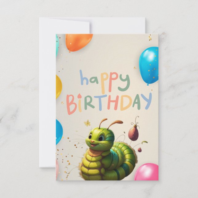 Caterpillar Birthday Joy Card (Front)